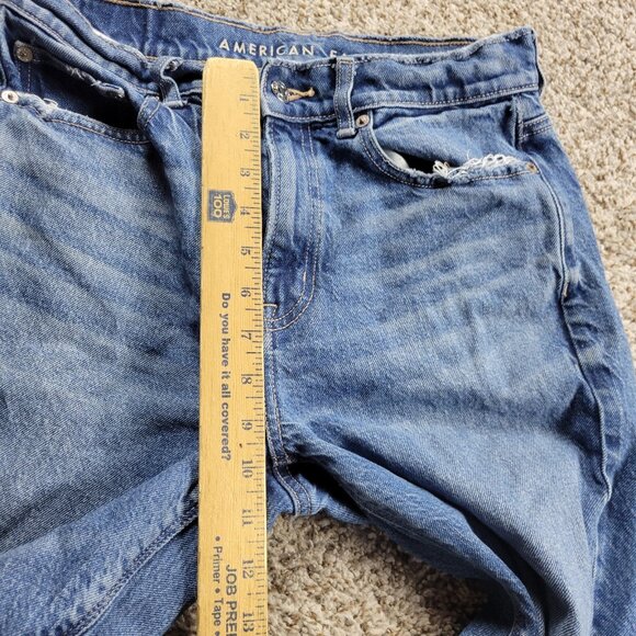American Eagle Jeans Womens 6 Short Super High Rise Straight Denim Distressed - Picture 5 of 8